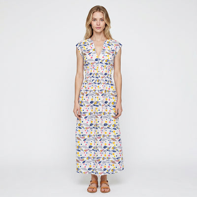 India - White Just Swimming Cotton Lawn Woven Fabric