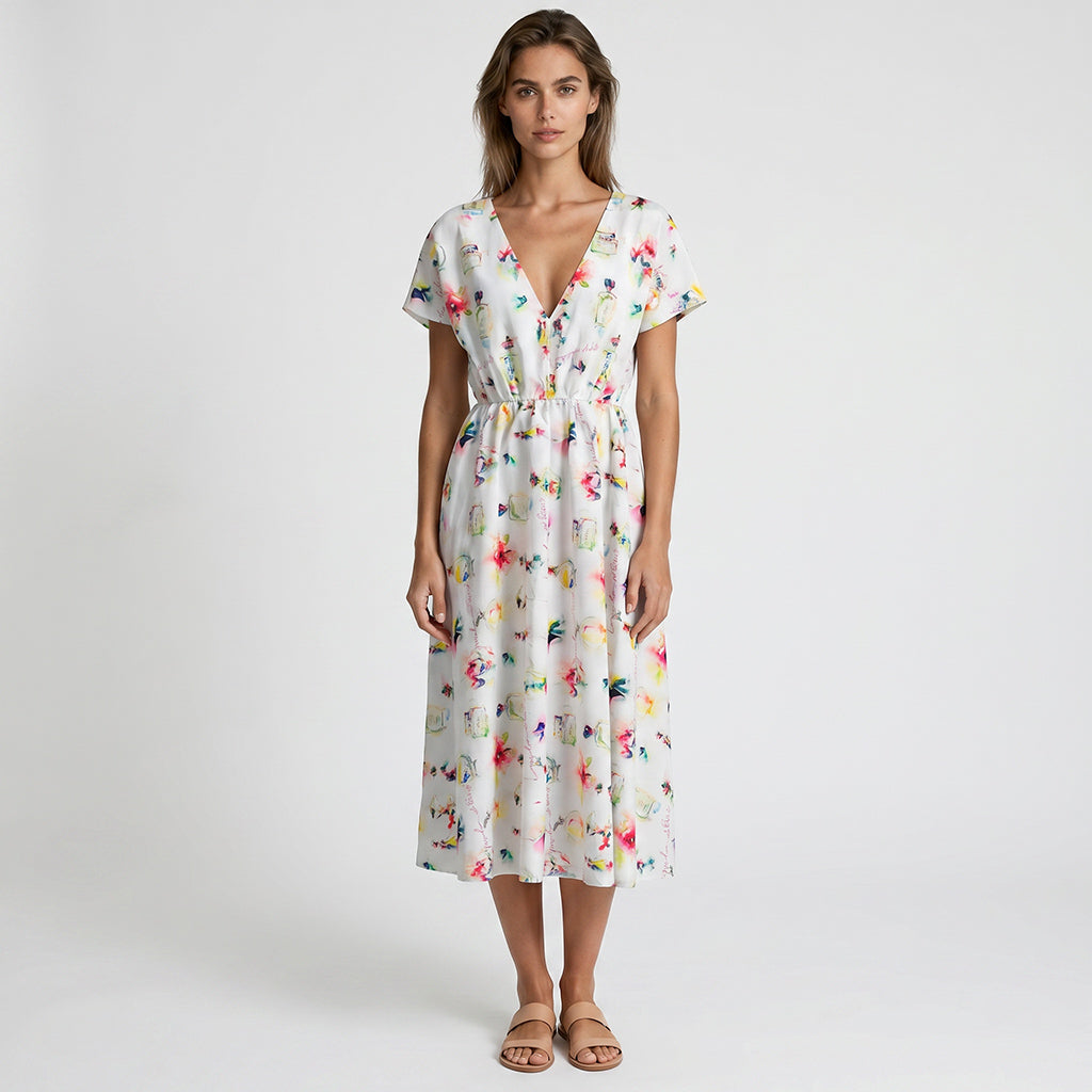India - White Le Parfum Cotton Lawn Woven Fabric