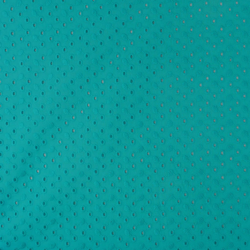 Jodie - Aqua Dots Cotton Broderie Anglaise Woven Fabric