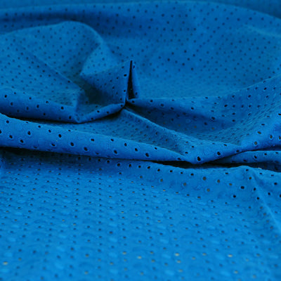 Jodie - Royal Blue Dots Cotton Broderie Anglaise Woven Fabric - 0.85m Remnant