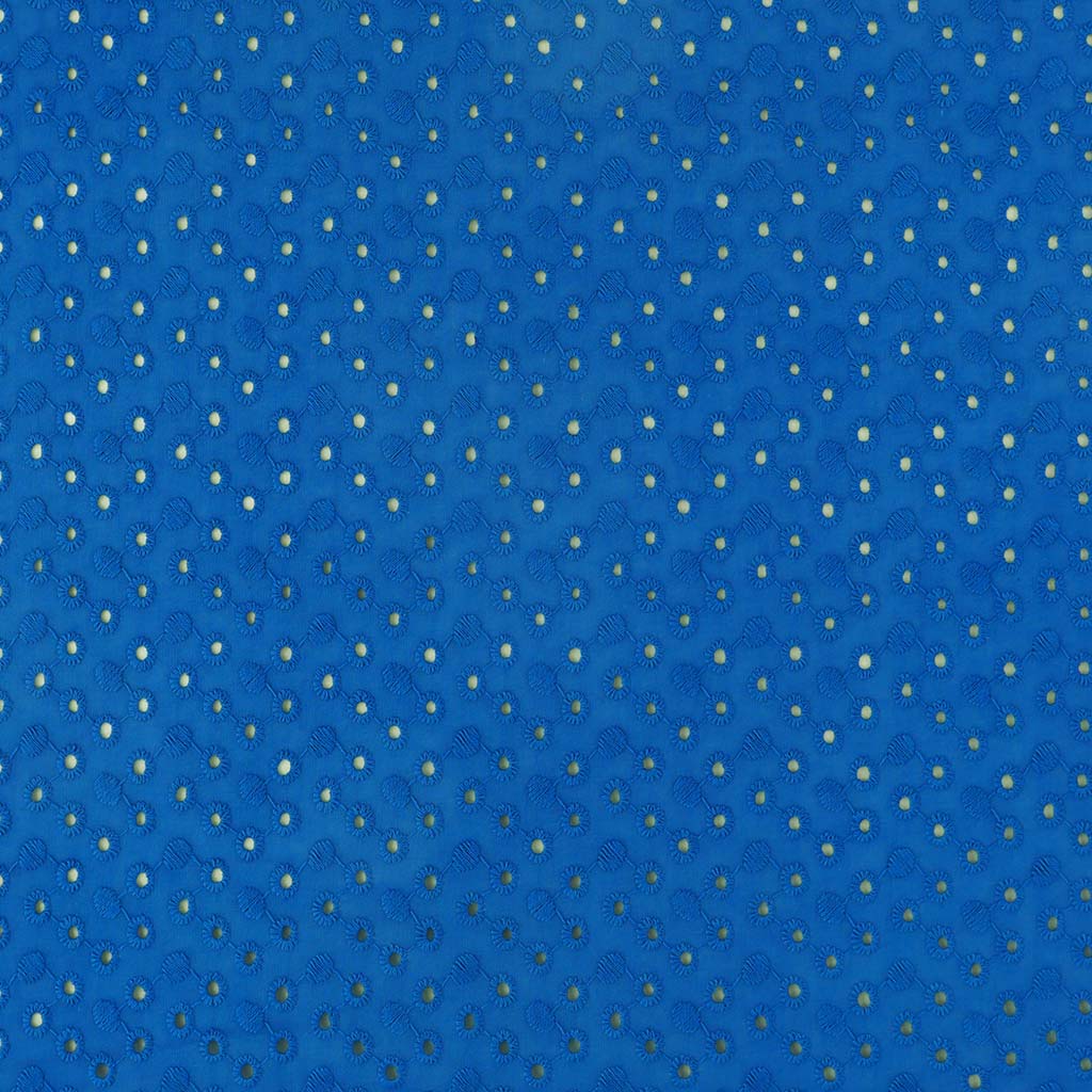 Jodie - Royal Blue Dots Cotton Broderie Anglaise Woven Fabric