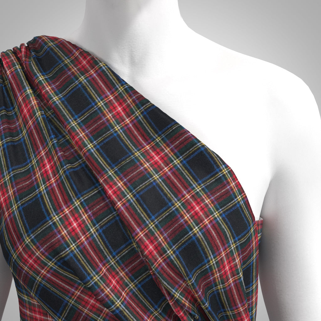 Kearney - Black Classic Tartan Bamboo and Cotton Woven Fabric