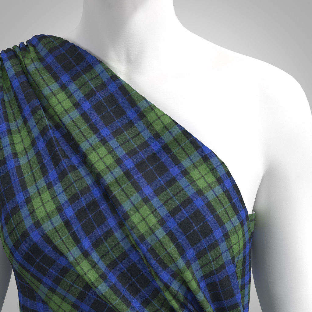 Kearney - Blue and Green  Watch Check Bamboo and Cotton Woven Fabric