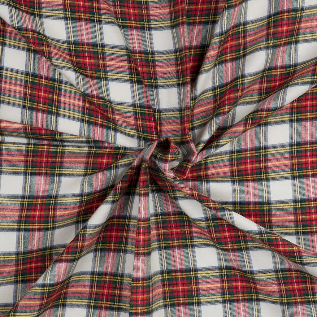 Kearney - Ivory Classic Tartan Bamboo and Cotton Woven Fabric ...