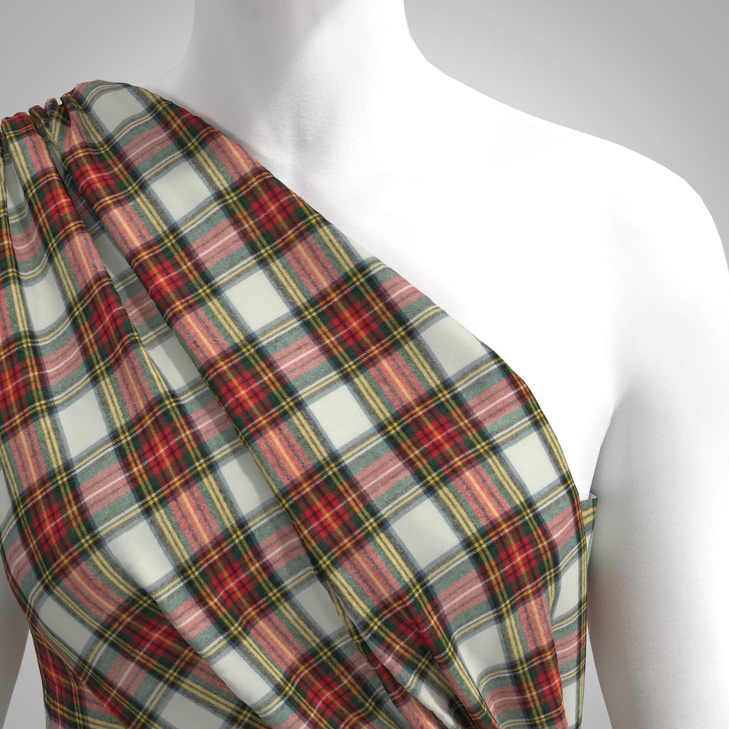 Kearney - Ivory Classic Tartan Bamboo and Cotton Woven Fabric ...