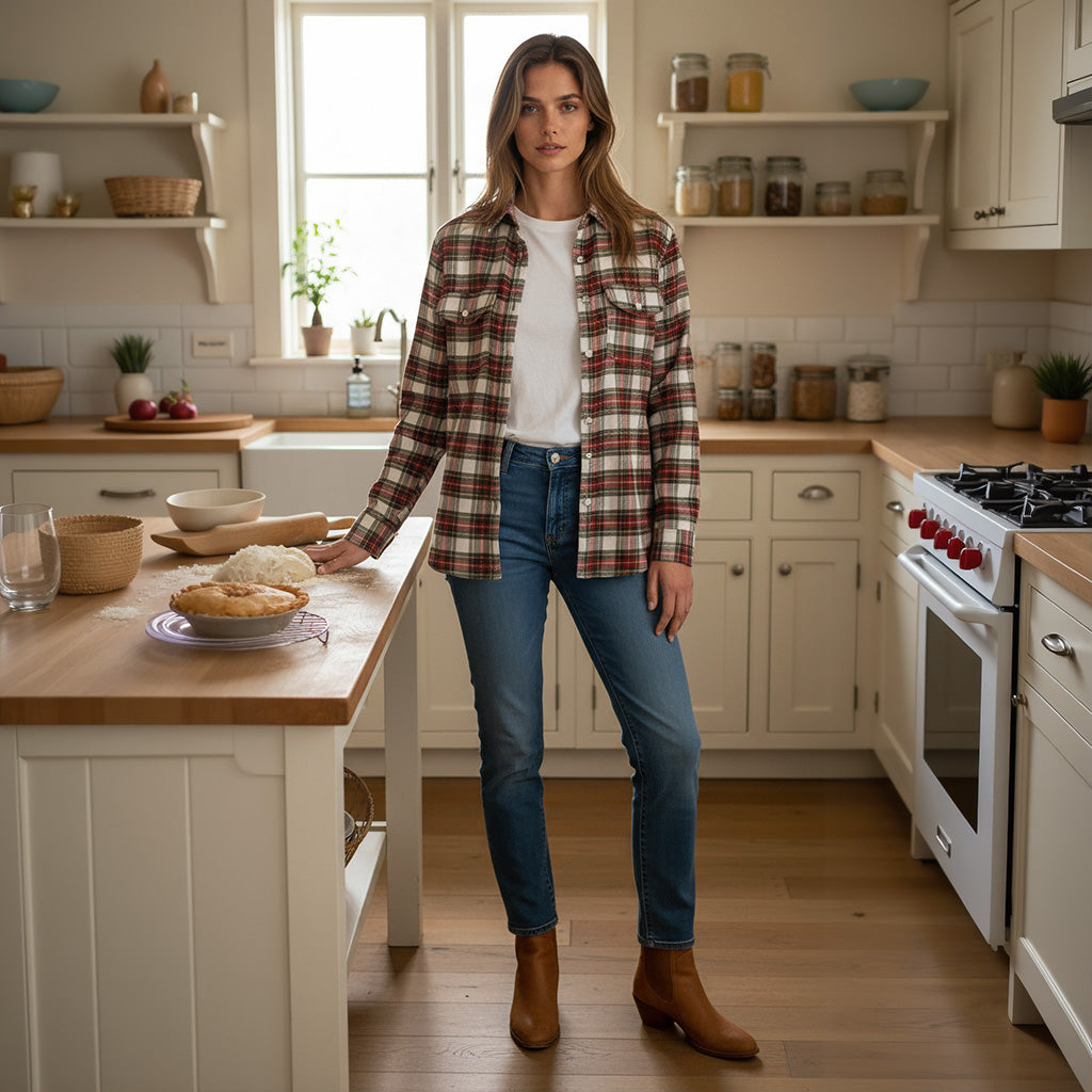 Kearney - Ivory Classic Tartan Bamboo and Cotton Woven Fabric ...
