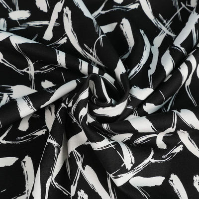 Lazia - Black and White Frenzy Viscose Rich Ponte de Roma Fabric