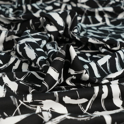 Lazia - Black and White Frenzy Viscose Rich Ponte de Roma Fabric