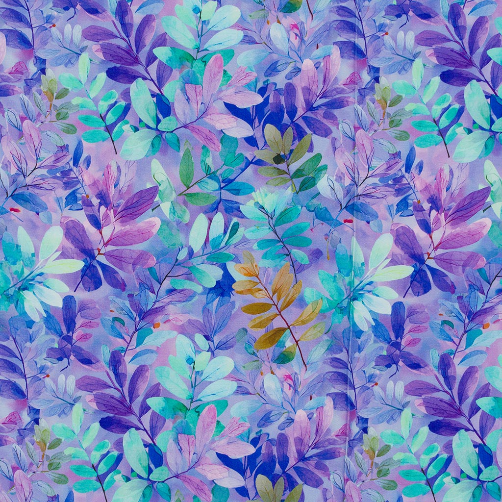 Lecco - Lilac Forest Floor Viscose Woven Satin Fabric