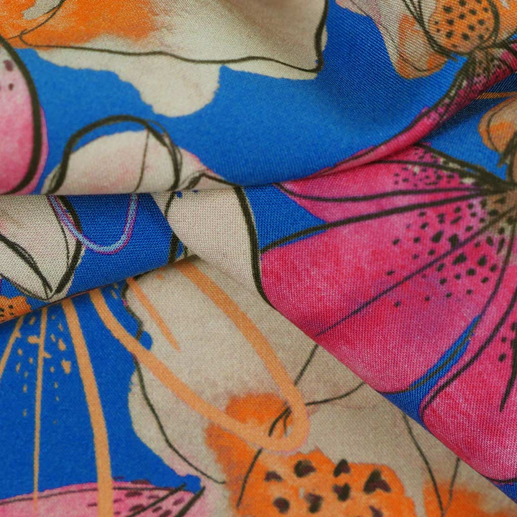 Lenzing Ecovero - Cobalt Mr Beardy Viscose Woven Fabric by Nerida Hansen Feature Image from Patternsandplains.com