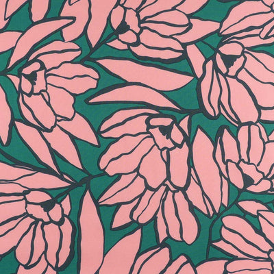 Patternsandplains.com-Lenzing Ecovero Green & Pink Inked Bouquet Viscose Woven Fabric by Nerida Hansen-Main-Image