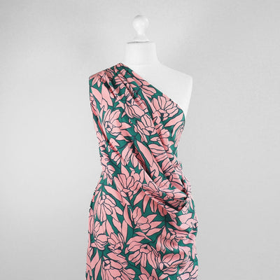 Patternsandplains.com-Lenzing Ecovero Green & Pink Inked Bouquet Viscose Woven Fabric by Nerida Hansen-Mannequin-Wide-Image