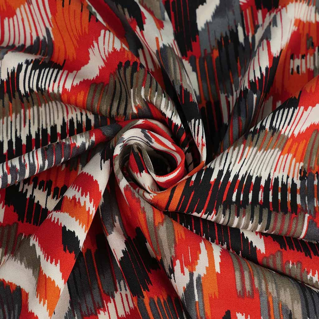 Lima - Orange Linear Viscose Stretch Woven Twill Fabric