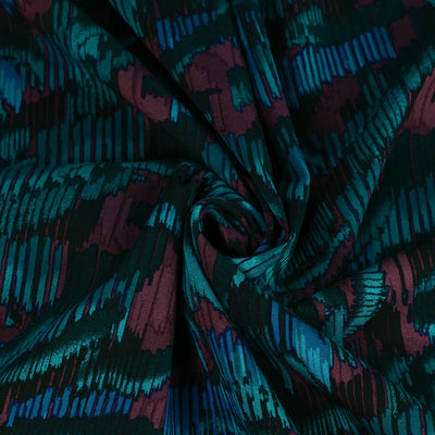 Lima - Petrol Linear Viscose Stretch Woven Twill Fabric