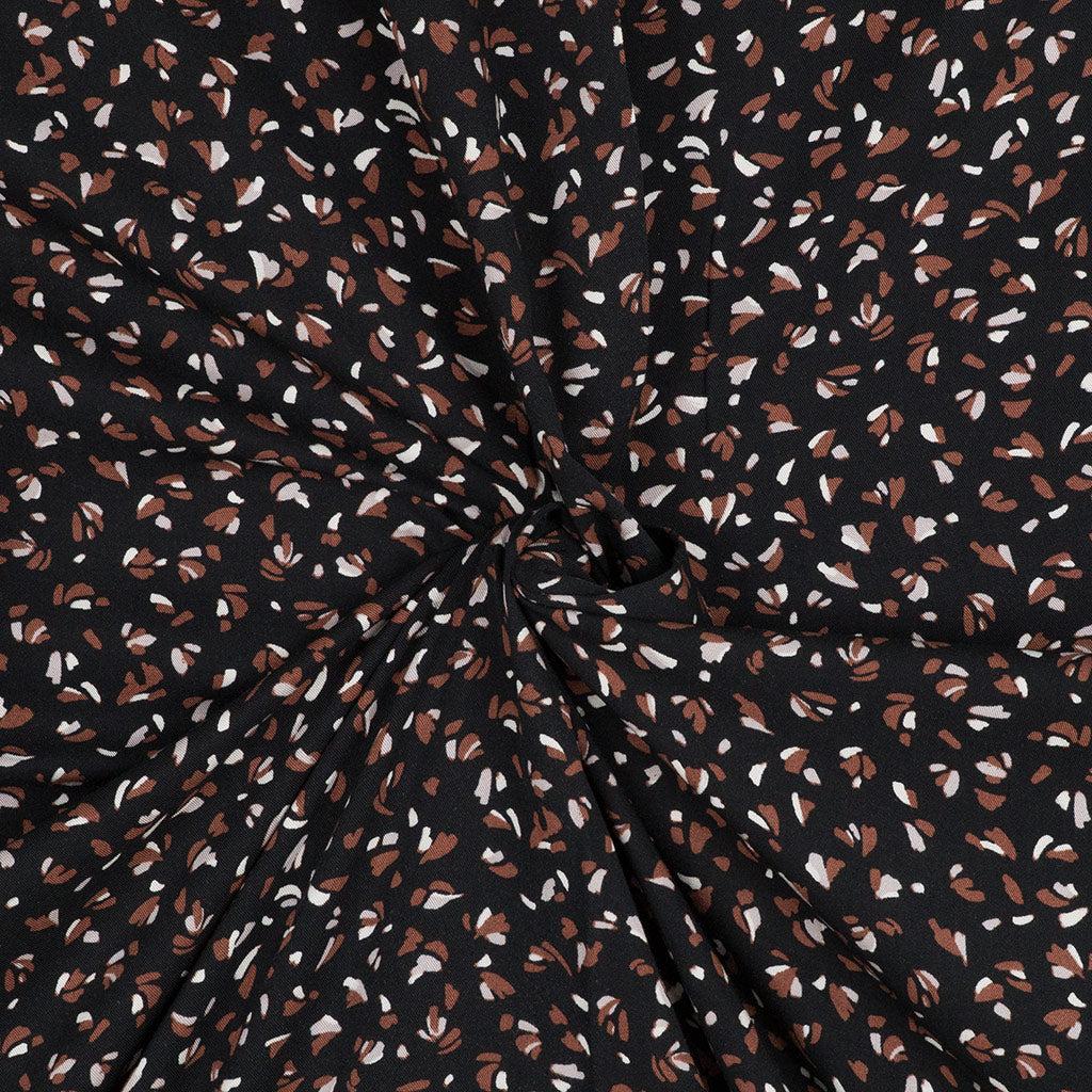 Linz - Black Bits and Pieces Viscose Woven Twill Fabric