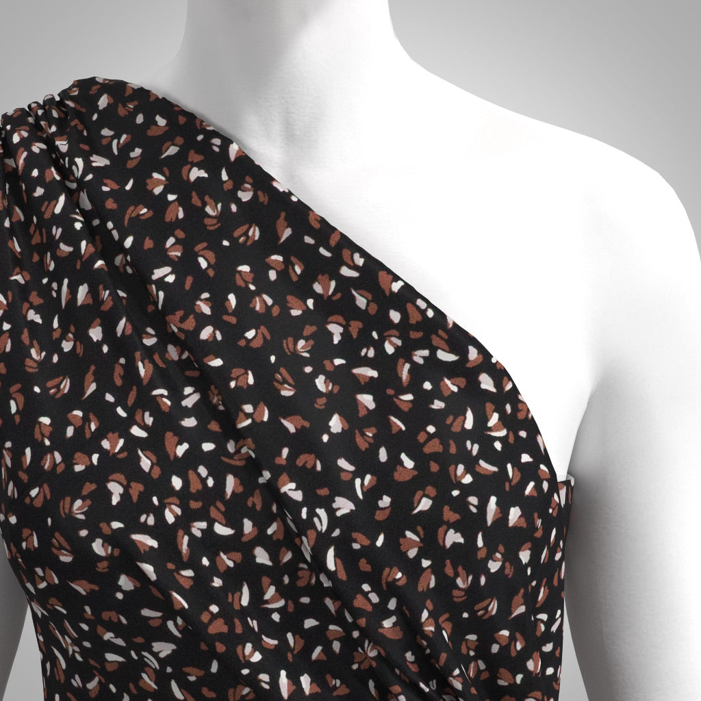 Linz - Black Bits and Pieces Viscose Woven Twill Fabric