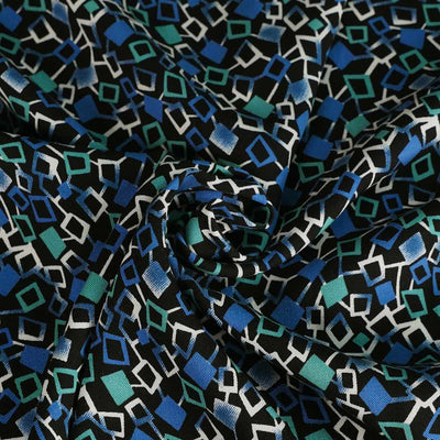 Linz - Blue Network Viscose Woven Twill Fabric