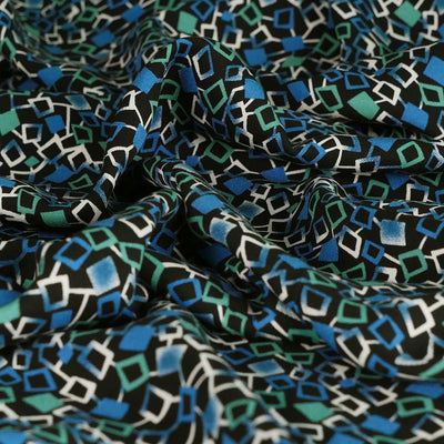 Linz - Blue Network Viscose Woven Twill Fabric Sample