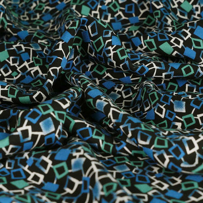 Linz - Blue Network Viscose Woven Twill Fabric