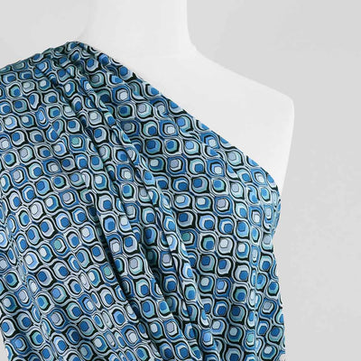 Linz - Blues Retrospective Viscose Woven Twill Fabric Sample