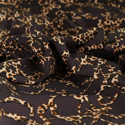 Linz - Brown Leopard Lattice Viscose Woven Twill Fabric - 2.50m Remnant