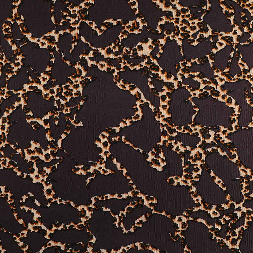 Linz - Brown Leopard Lattice Viscose Woven Twill Fabric Sample