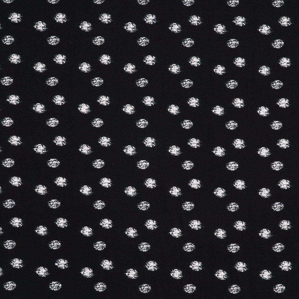 Linz - Ecru on Black Scribble Viscose Woven Twill Fabric