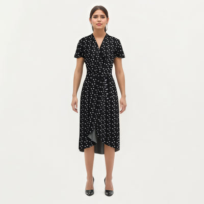 Linz - Ecru on Black Scribble Viscose Woven Twill Fabric
