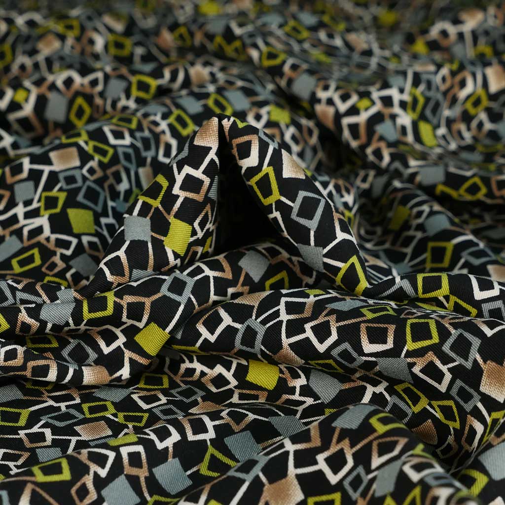 Linz - Green Network Viscose Woven Twill Fabric - 0.70m Remnant