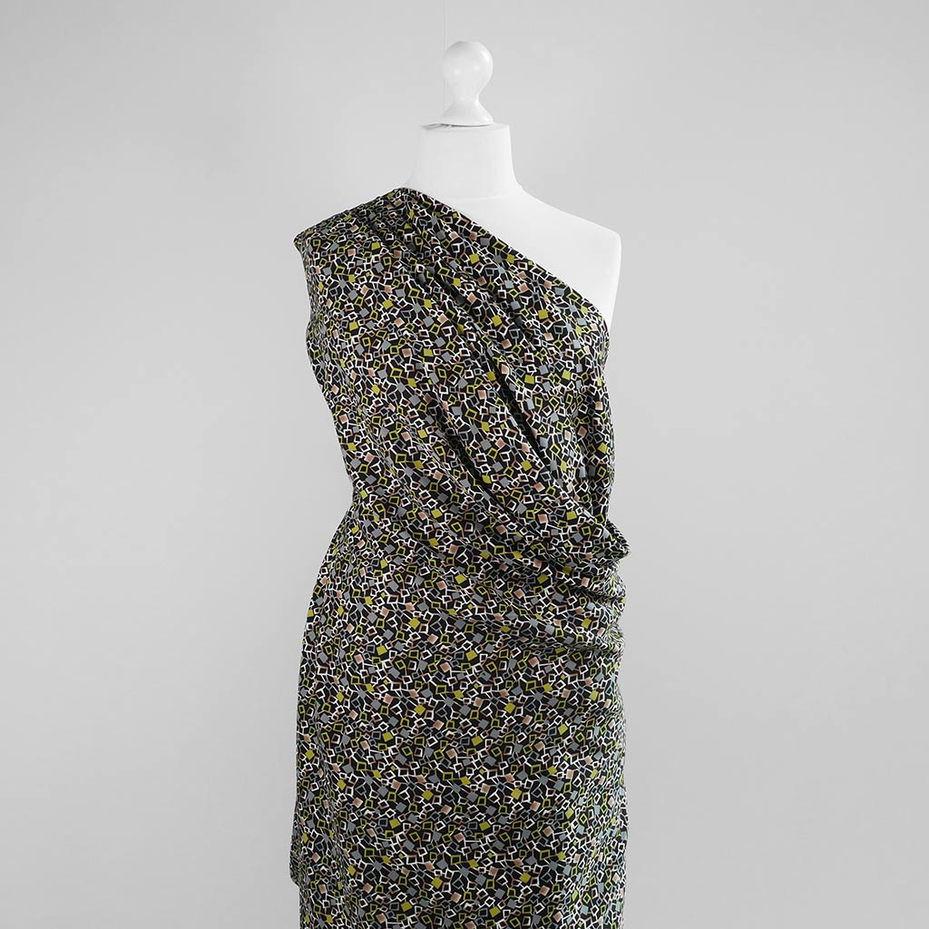 Linz - Green Network Viscose Woven Twill Fabric Sample