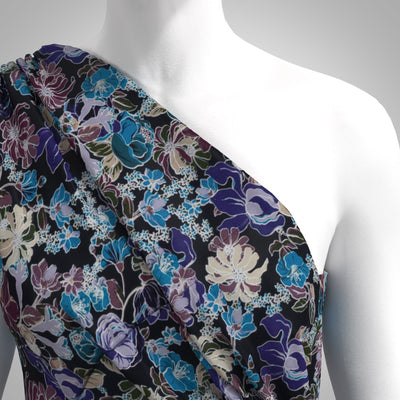 Linz - Navy Petal Trace Viscose Woven Twill Fabric