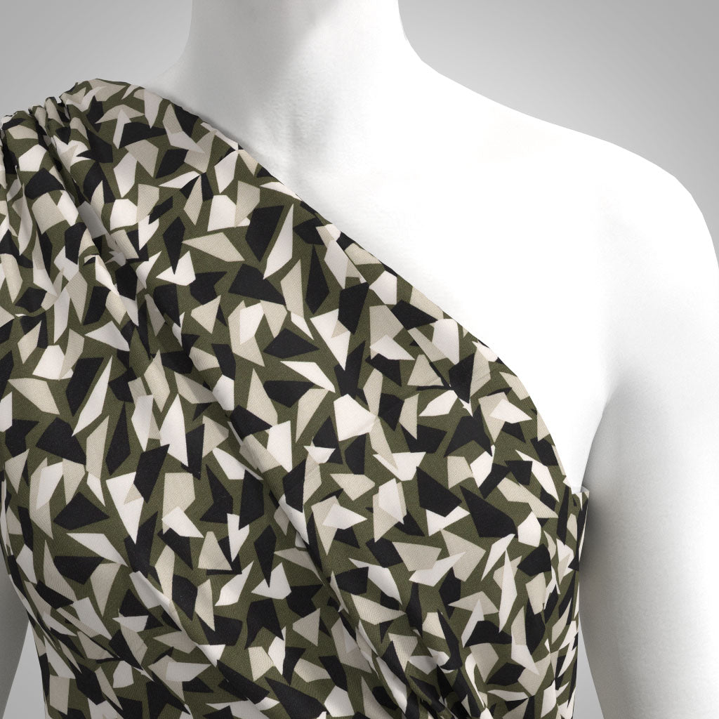 Linz - Olven Green Trapeze Viscose Woven Twill Fabric