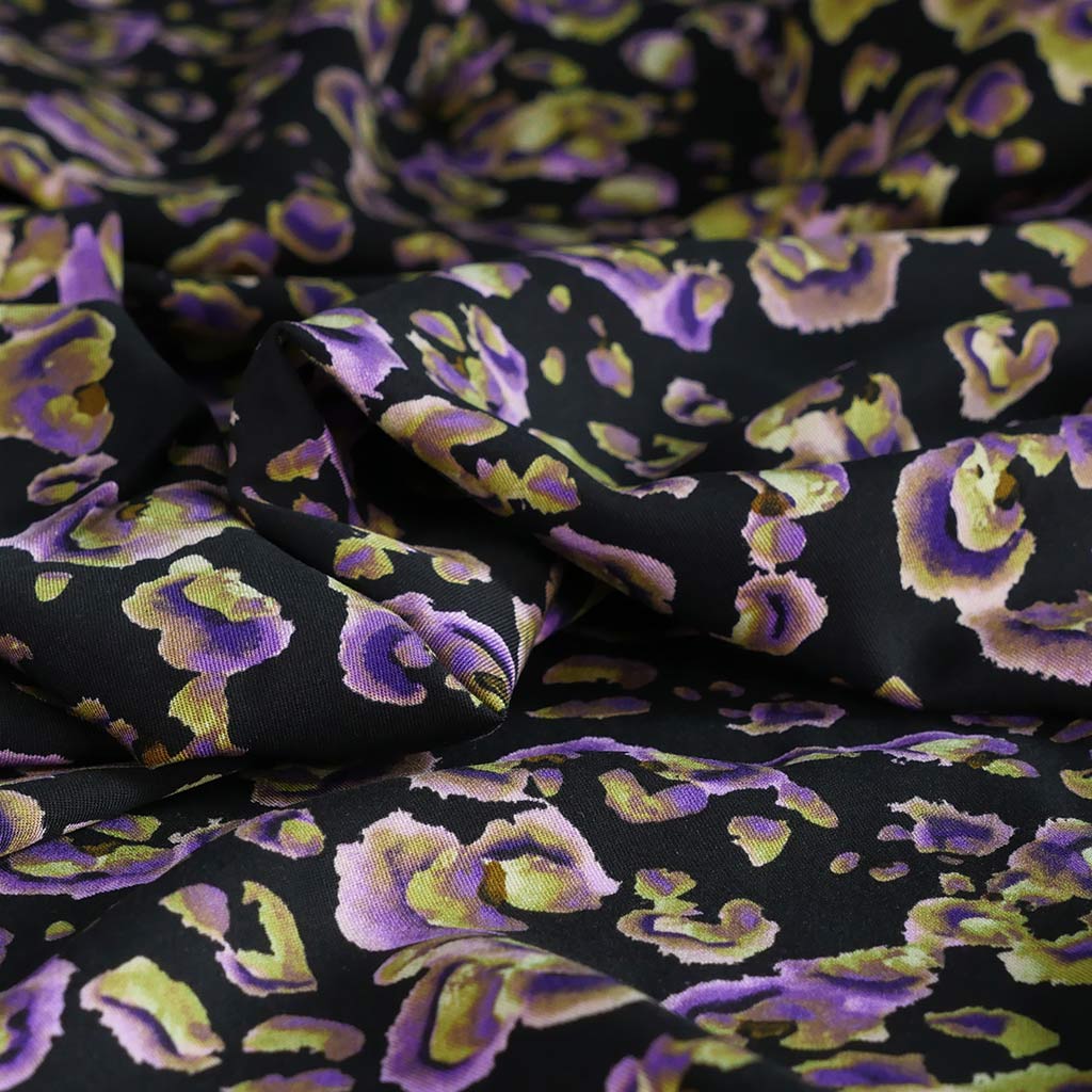Linz - Purple Specks and Splotches Viscose Woven Twill Fabric Sample