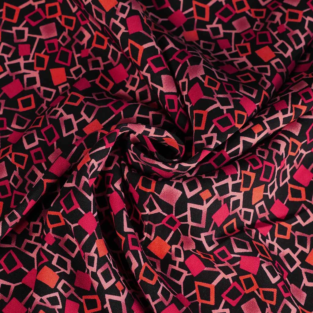 Linz - Red Network Viscose Woven Twill Fabric