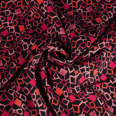 Linz - Red Network Viscose Woven Twill Fabric