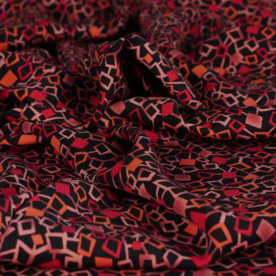 Linz - Red Network Viscose Woven Twill Fabric Sample