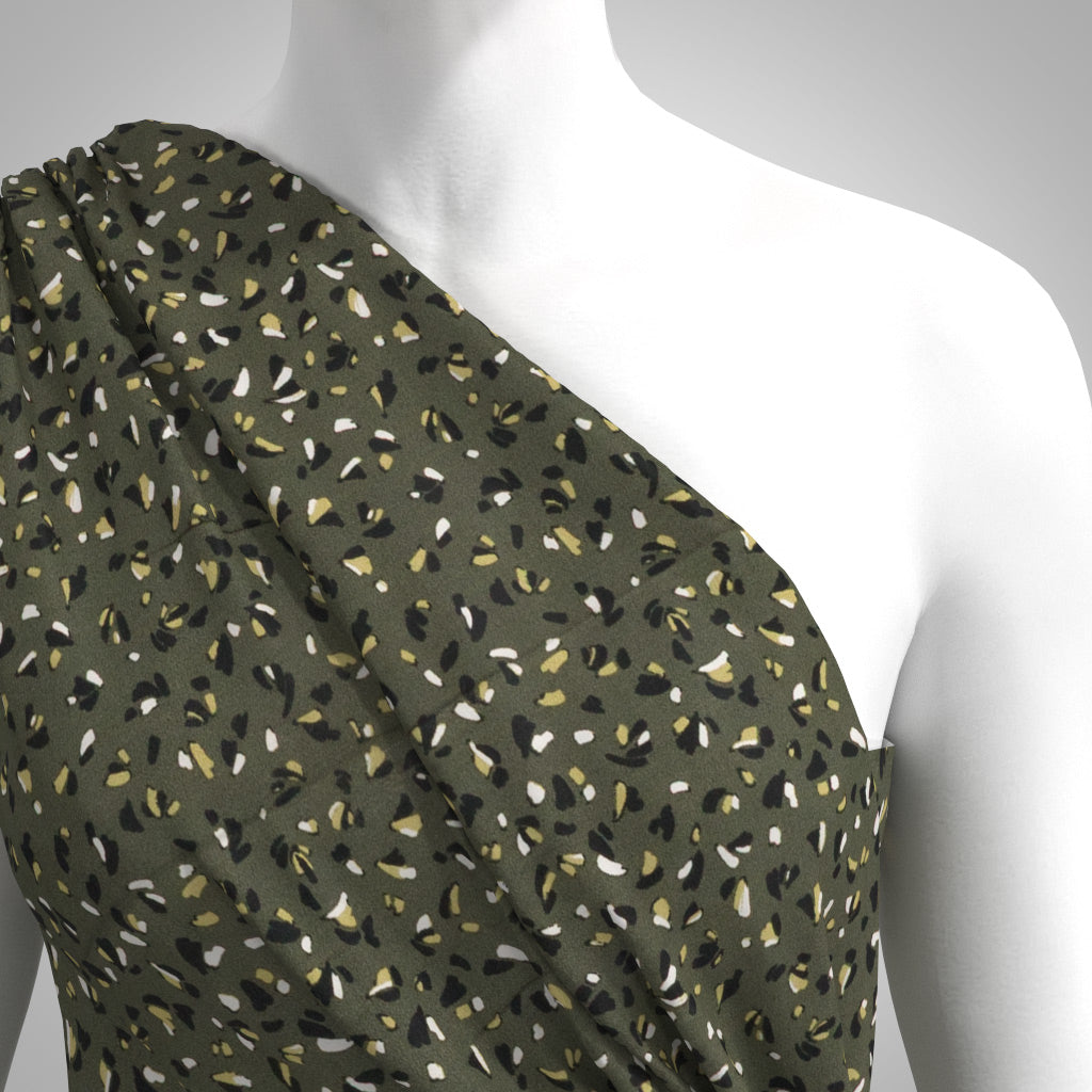 Linz - Sage Green Bits and Pieces Viscose Woven Twill Fabric