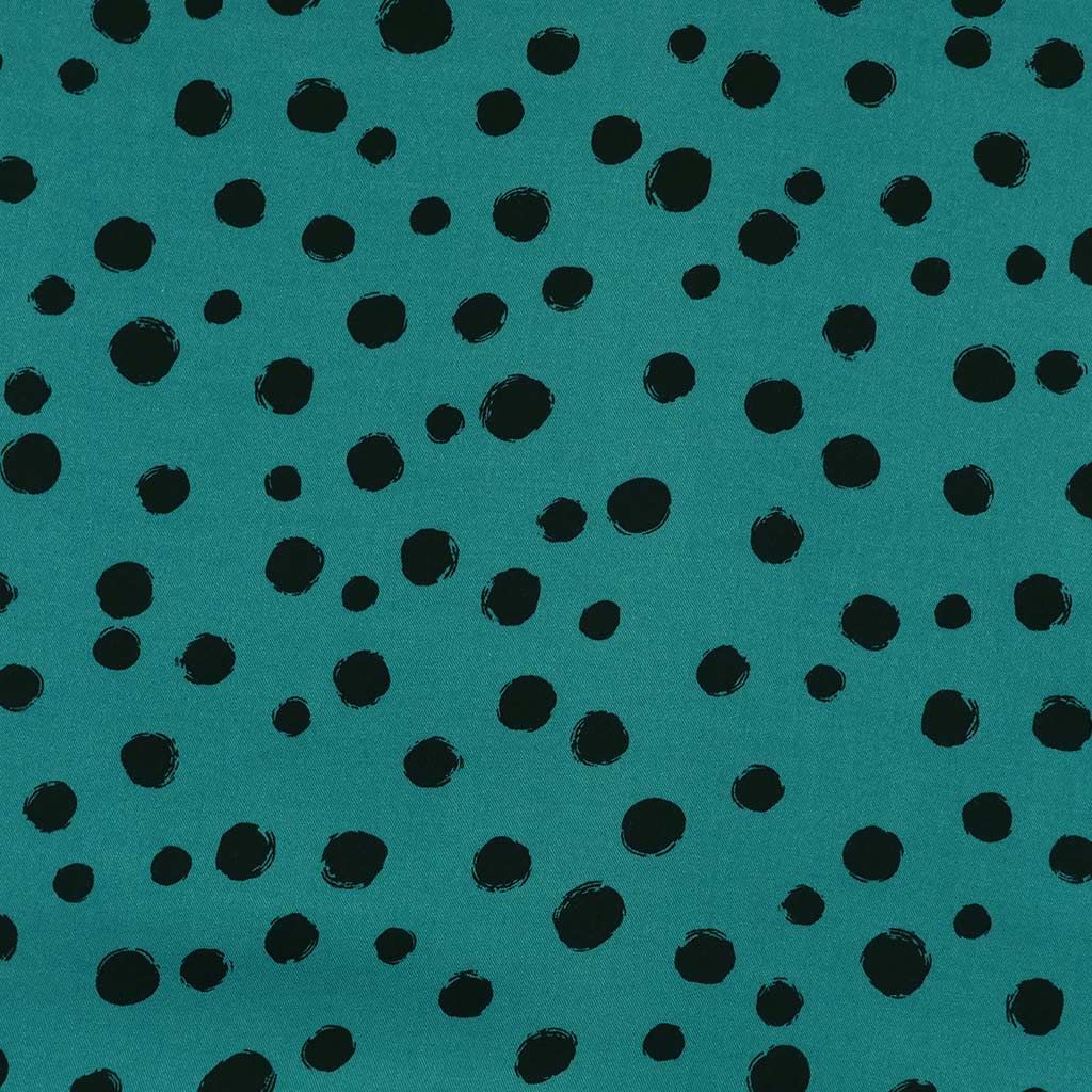 Linz - Almost Turquoise Spotty Viscose Woven Twill Fabric Main Image from Patternsandplains.com