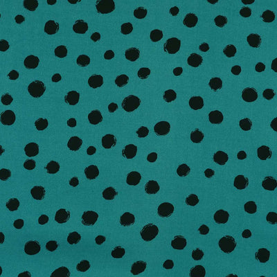 Linz - Almost Turquoise Spotty Viscose Woven Twill Fabric Main Image from Patternsandplains.com