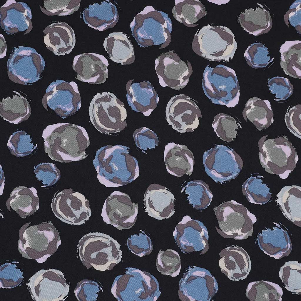 Linz - Blue Planets Viscose Woven Twill Fabric Main Image from Patternsandplains.com