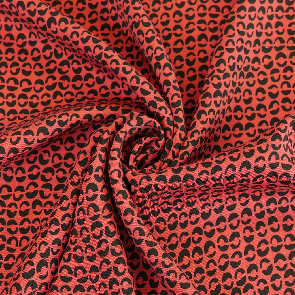 Linz - Jasper Red Ds Viscose Woven Twill Fabric Detail Swirl Image from Patternsandplains.com