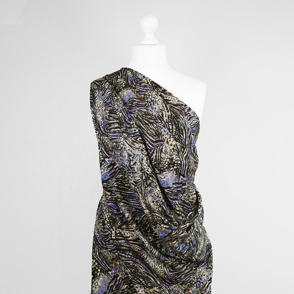 Linz - Lilac Wild Forest Viscose Woven Twill Fabric Mannequin Wide Image from Patternsandplains.com