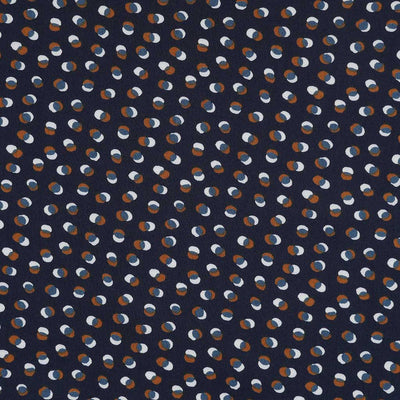 Linz - Navy Venn Dots Viscose Woven Twill Main Image from Patternsandplains.com