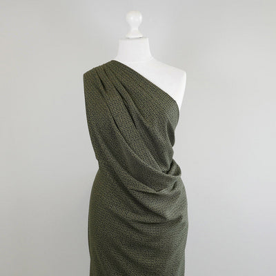Linz - Pullman Green Ds Viscose Woven Twill Fabric Mannequin Wide Image from Patternsandplains.com