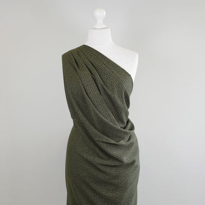 Linz - Pullman Green Ds Viscose Woven Twill Fabric Mannequin Wide Image from Patternsandplains.com