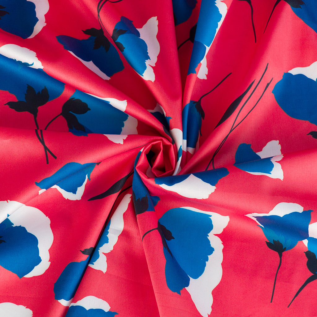 Lizzano 279682 - Red Poppy Cotton Sateen Fabric from John Kaldor Sample