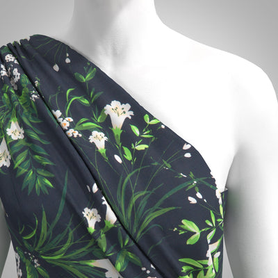 Lizzano 5113 - Dark Navy Cottage Garden Cotton Sateen Fabric from John Kaldor Sample