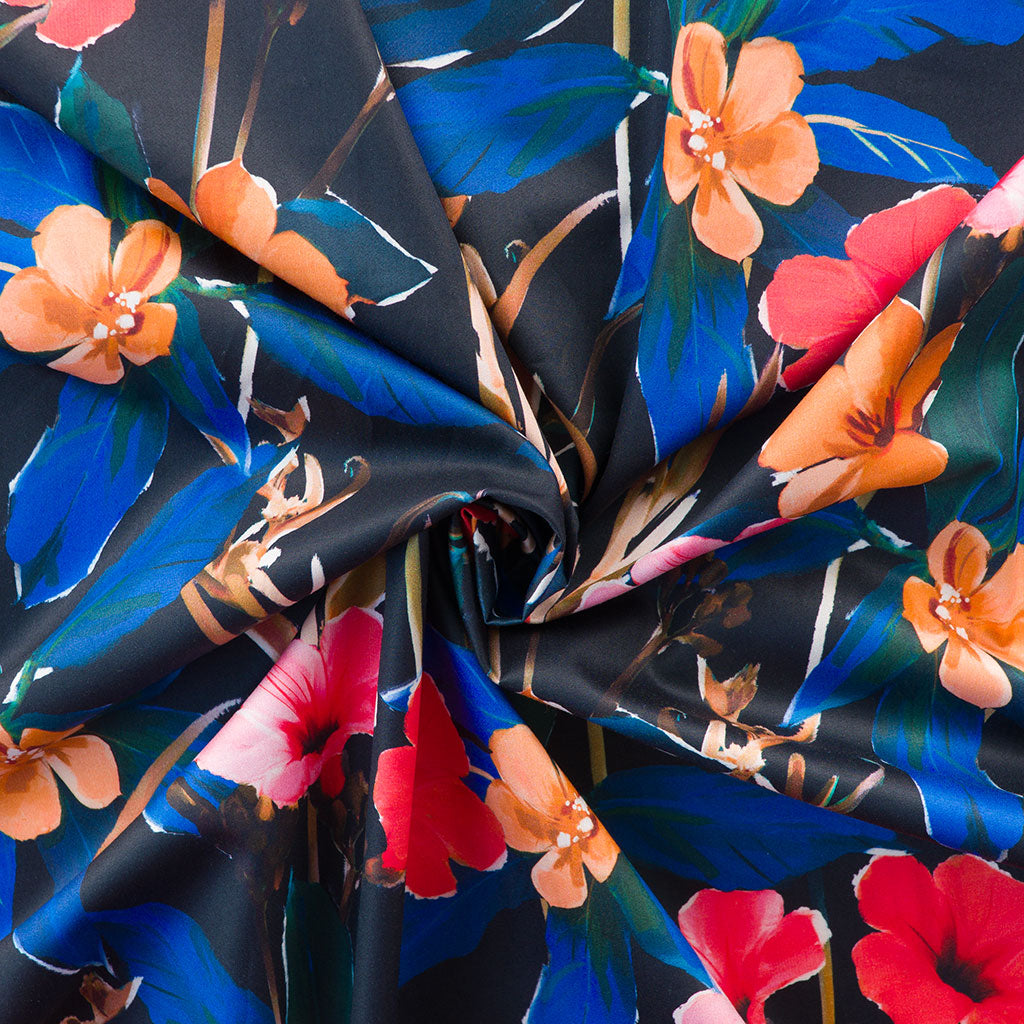 Lizzano 5246 - Blue Petunia Cotton Sateen Fabric from John Kaldor Sample