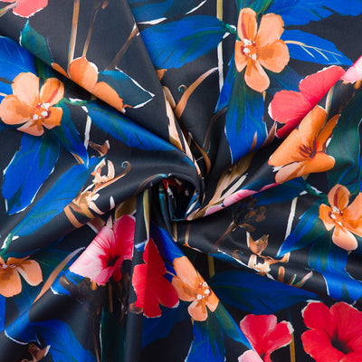 Lizzano 5246 - Blue Petunia Cotton Sateen Fabric from John Kaldor Sample