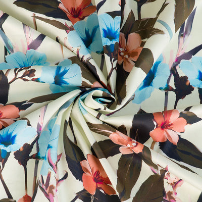Lizzano 5246 - Nude and Silver Petunia Cotton Sateen Fabric from John Kaldor Sample